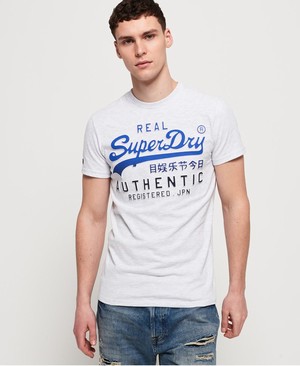 Superdry Vintage Logo Authentic Fade Férfi Pólók Fehér | FBYDE9256